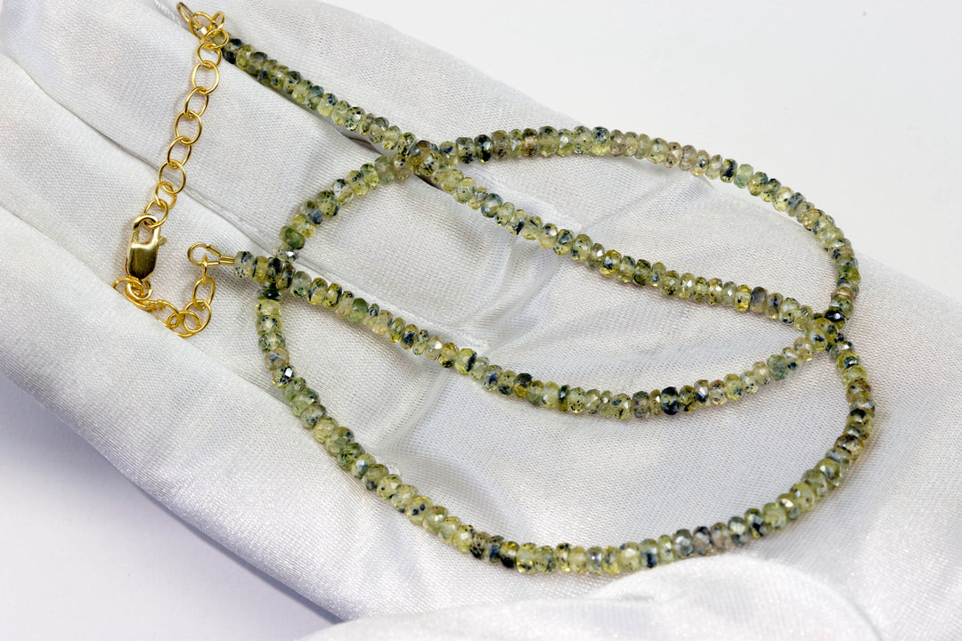 Yellow Champagne Sapphire Necklace  Solid Strand 14k Gold Fill or Sterling Silver 20 Inch Length Dainty Simple Faceted Natural Rare