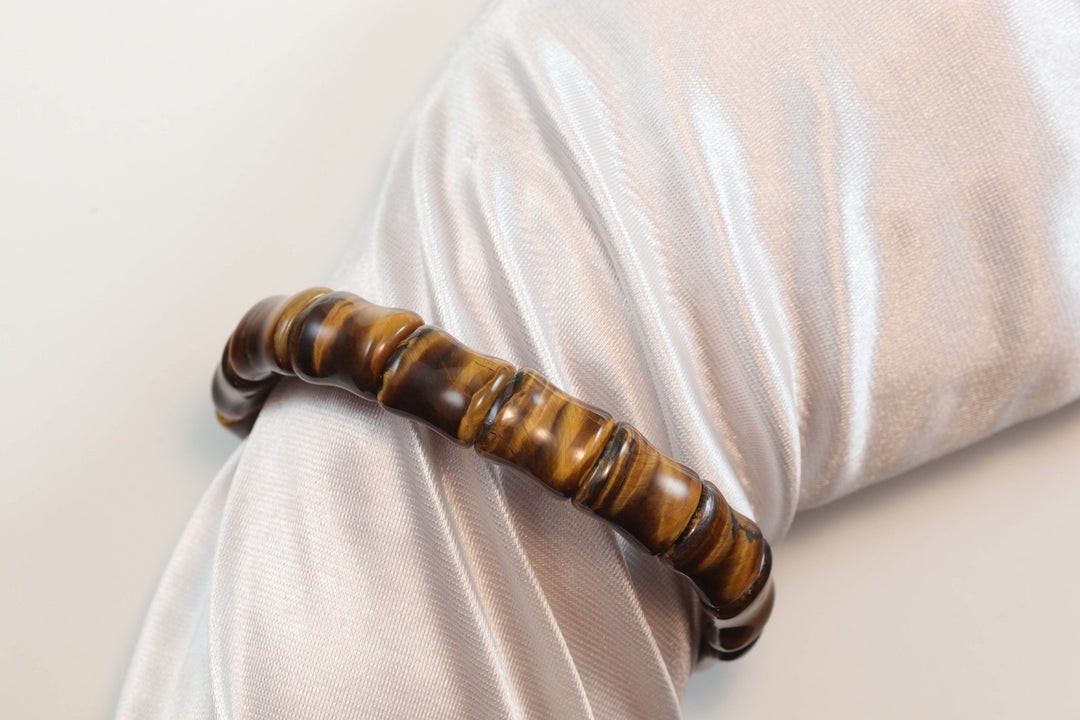 Tiger's Eye Bracelet Curved Natural Bangle Style Stretchy Rectangular shaped Stones 6 7 7.5 Inches Adjustable Blue Red Polished Spyglass