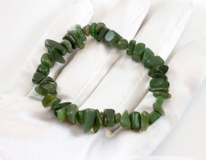 Jade Bracelet Green Nephrite Adjustable 7 8 Inches Inch Simple Everyday Stretch Easy Wear Natural Stones off round irregular nuggets