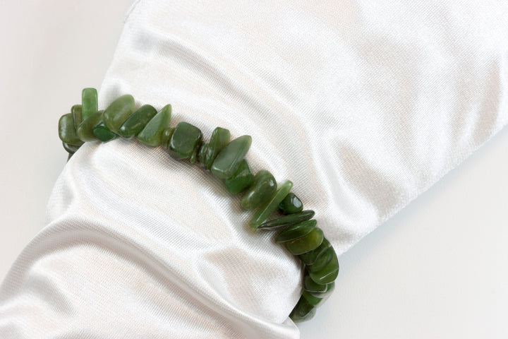 Jade Bracelet Green Nephrite Adjustable 7 8 Inches Inch Simple Everyday Stretch Easy Wear Natural Stones off round irregular nuggets
