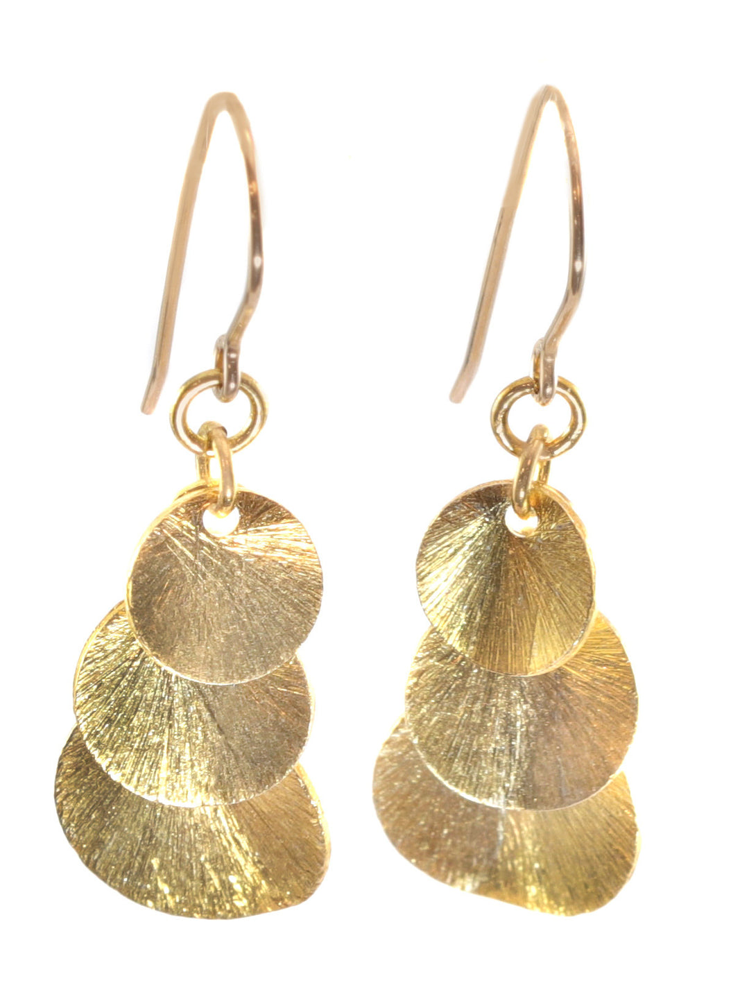 14k Gold and Sterling Silver Earrings Brushed Finish Stacked Coin Turquoise Pearl or Simple Chandelier Style Movement