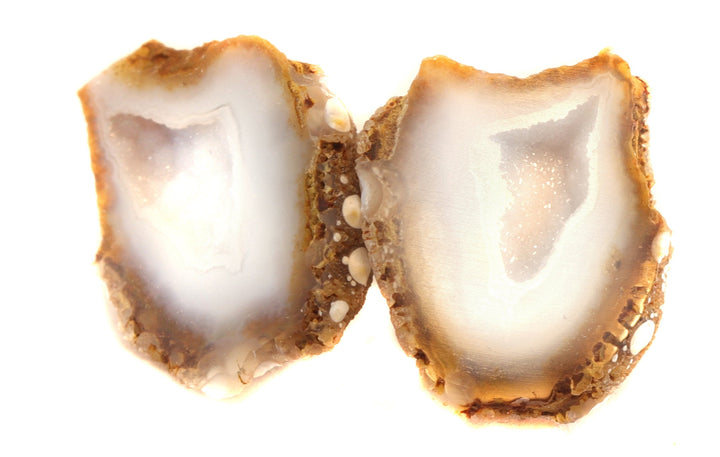 Baby Geode Earrings Tabasco White Druzy Post Studs Sterling Silver Small Natural Drusy Quartz Halved Geodes Paired AAA Spyglass Designs