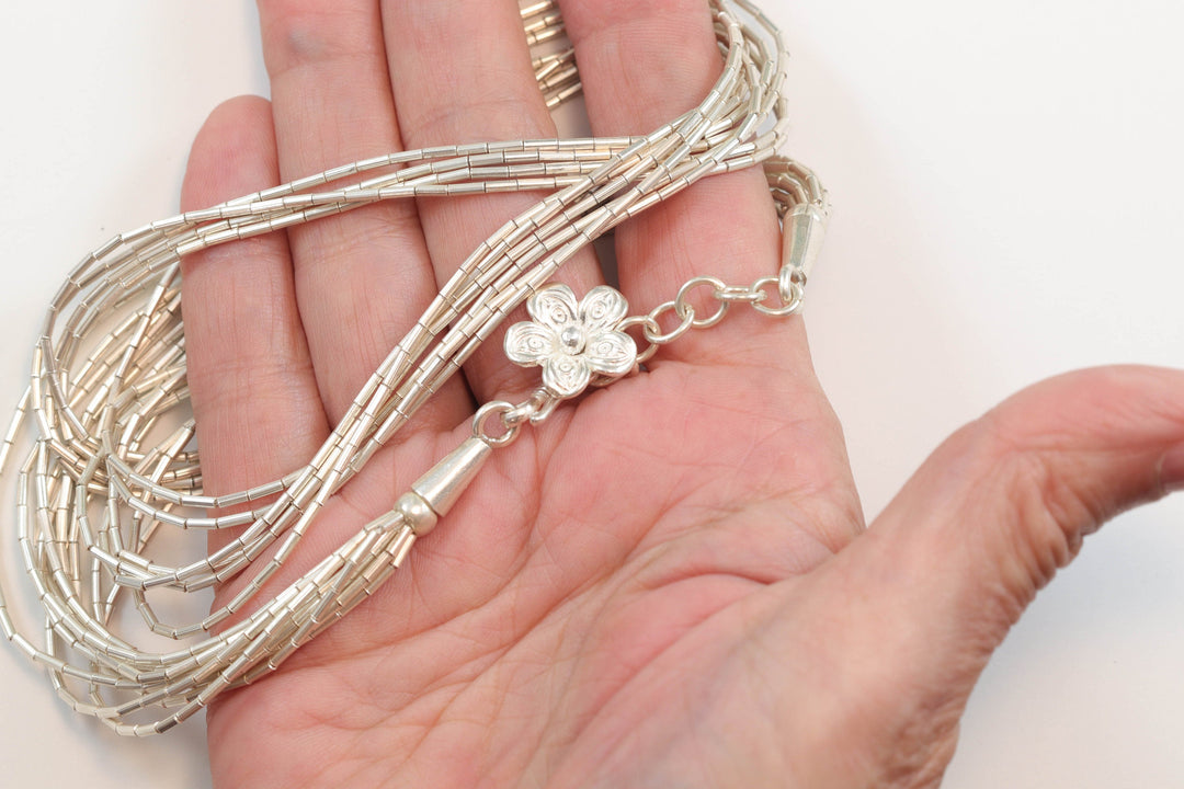 Fine Sterling Silver Necklace 10 Strands 18 or 28 Inch Solid Barrel Strands Classic and Versatile Casual or Dressy Spyglass Designs