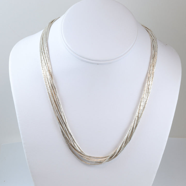Fine Sterling Silver Necklace 10 Strands 18 or 28 Inch Solid Barrel Strands Classic and Versatile Casual or Dressy Spyglass Designs