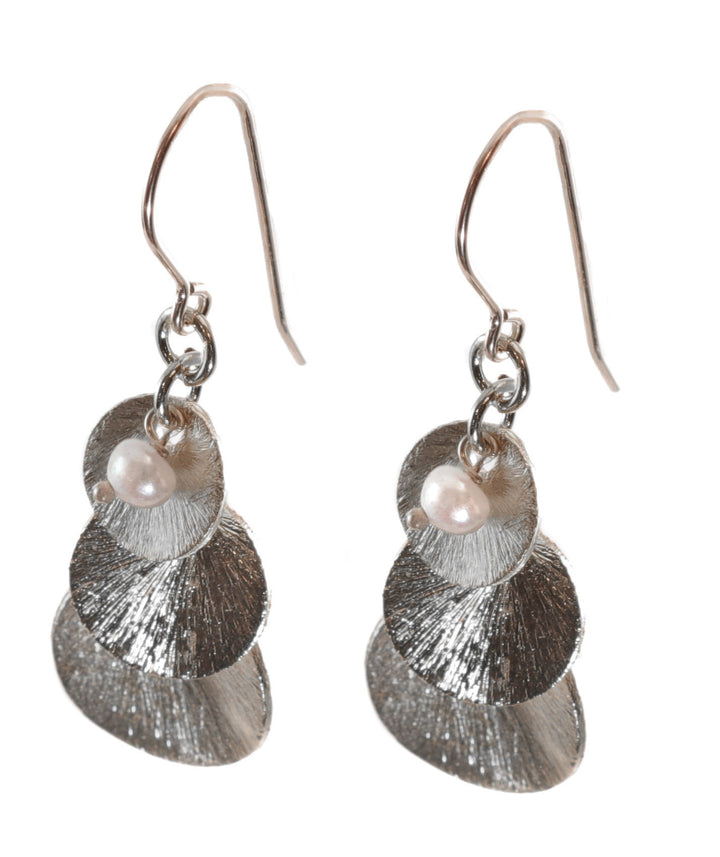 14k Gold and Sterling Silver Earrings Brushed Finish Stacked Coin Turquoise Pearl or Simple Chandelier Style Movement