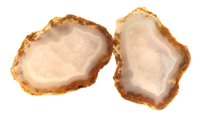 Baby Geode Earrings Tabasco White Druzy Post Studs Sterling Silver Small Natural Drusy Quartz Halved Geodes Paired AAA Spyglass Designs