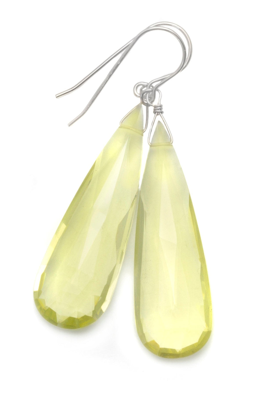 Lemon Yellow Quartz Earrings X Large Long Teardrop Faceted Sterling Silver or 14k Solid Yellow Gold or Yellow or Rose Filled Simple Dangles