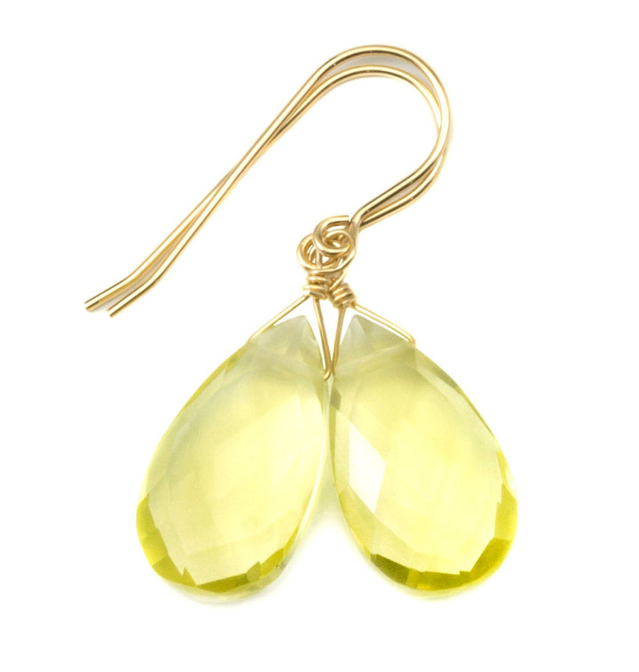 Lemon Yellow Quartz Earrings Sterling Silver or 14k Solid Gold or Yellow or Rose Filled Teardrop Faceted Natural Soft Yellow Classic Drops