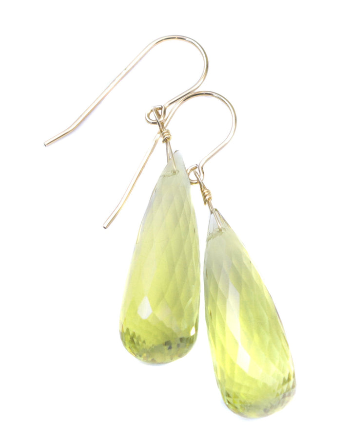 Lemon Yellow Quartz Earrings Sterling Silver or 14k Solid Gold or Yellow or Rose Filled  Briolette Teardrop Faceted Natural Classic Drops 2