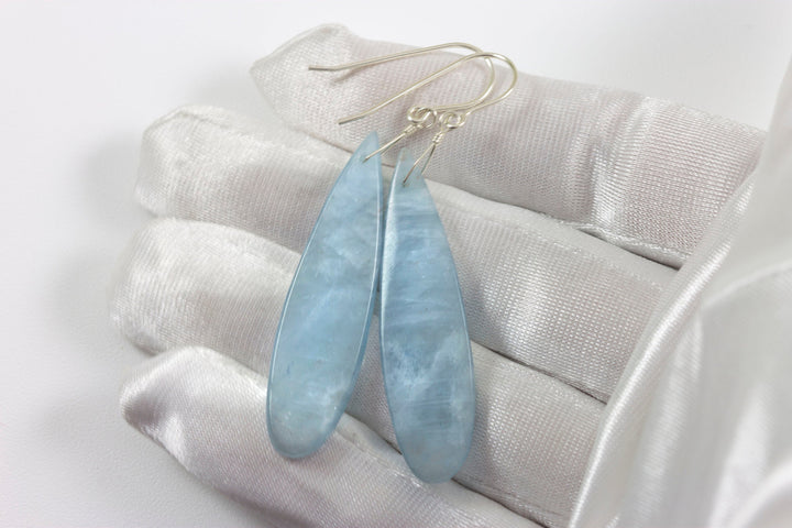 Aquamarine Earrings Aqua Blue Natural Smooth Long Large Dangle 14k Solid Gold or Filled or Sterling Silver Classic Simple Clean 2.5 In Drops