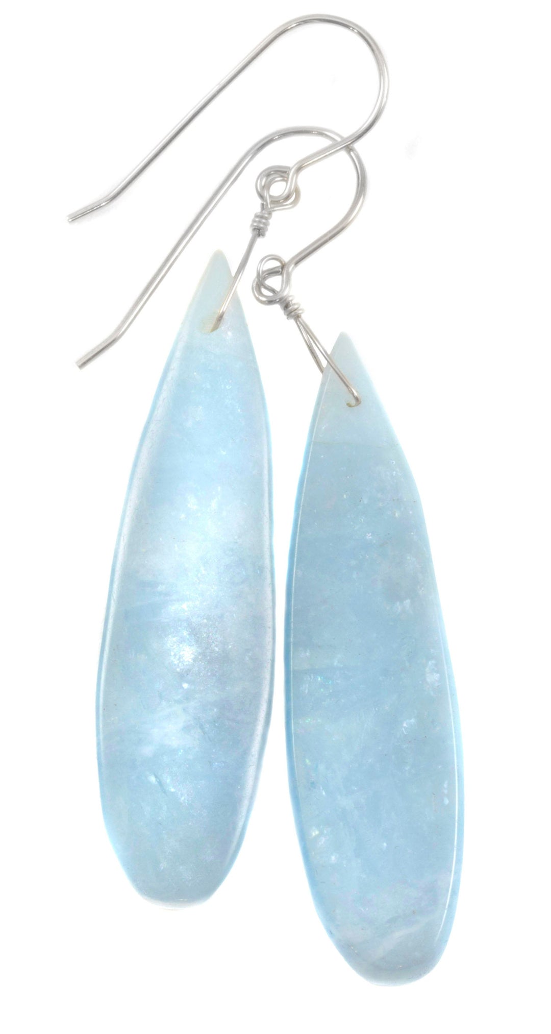 Aquamarine Earrings Aqua Blue Natural Smooth Long Large Dangle 14k Solid Gold or Filled or Sterling Silver Classic Simple Clean 2.5 In Drops