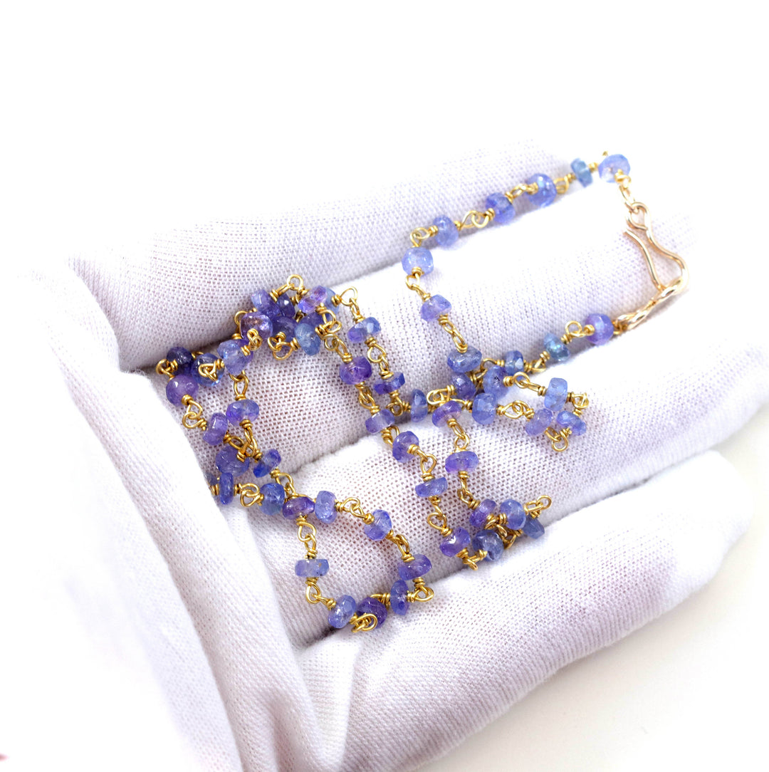 Tanzanite Necklace 14k Gold filled 18 19 Inch Chain Faceted Spaced Out Natural Earthy  Gemstones 4mm Purple lavender
