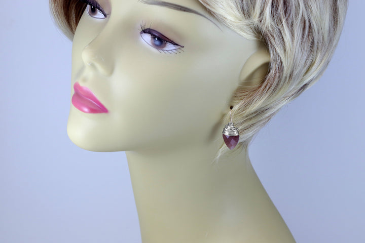 Chocolate Moonstone Earrings 14k Solid Gold or Yellow or Rose Filled or Sterling Silver Faceted Wire Wrapped  Grey Teardrop Briolette Drops