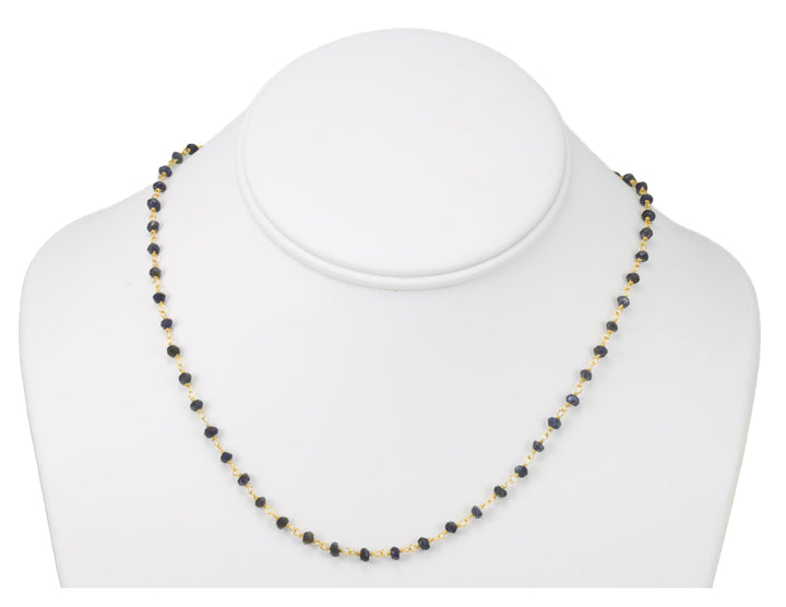 Sapphire Necklace Chain Link Faceted Real Deep Blue 14k Gold Filled  Necklace 18 19 Inches  Dainty Simple Beaded Spyglass Designs
