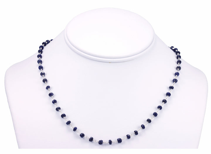 Sapphire Necklace Chain Link Faceted Real Deep Blue 14k Gold Filled  Necklace 18 19 Inches  Dainty Simple Beaded Spyglass Designs