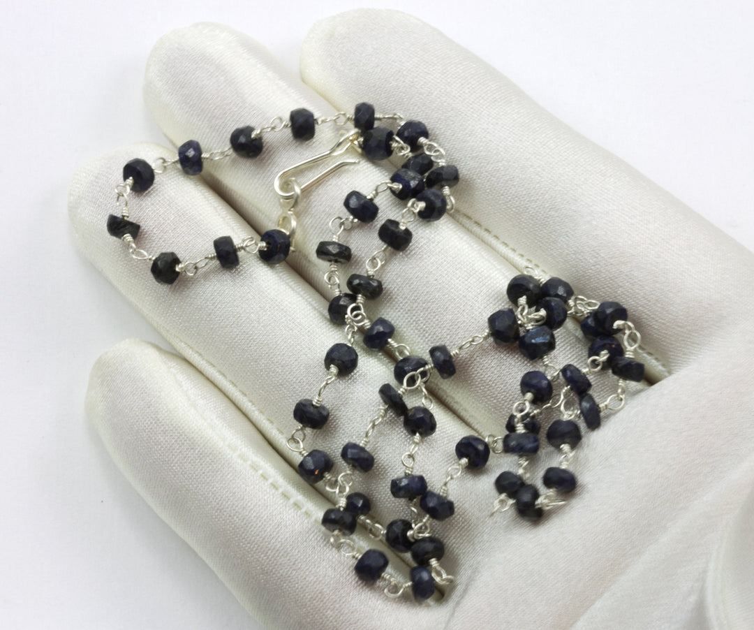 Sapphire Necklace Chain Link Faceted Real Deep Blue 14k Gold Filled  Necklace 18 19 Inches  Dainty Simple Beaded Spyglass Designs