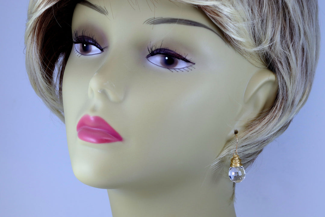 Spyglass Designs Wire Wrapped Earrings created with Disco Ball Clear Crystals from Swarovski ® 14k Solid Gold or Sterling Silver Dangles