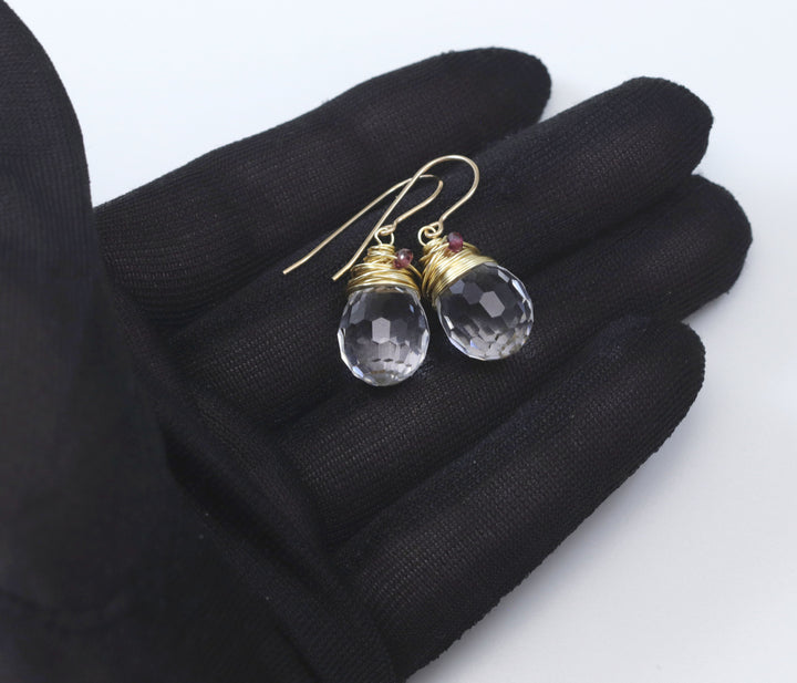 Spyglass Designs Wire Wrapped Earrings created with Disco Ball Clear Crystals from Swarovski ® 14k Solid Gold or Sterling Silver Dangles