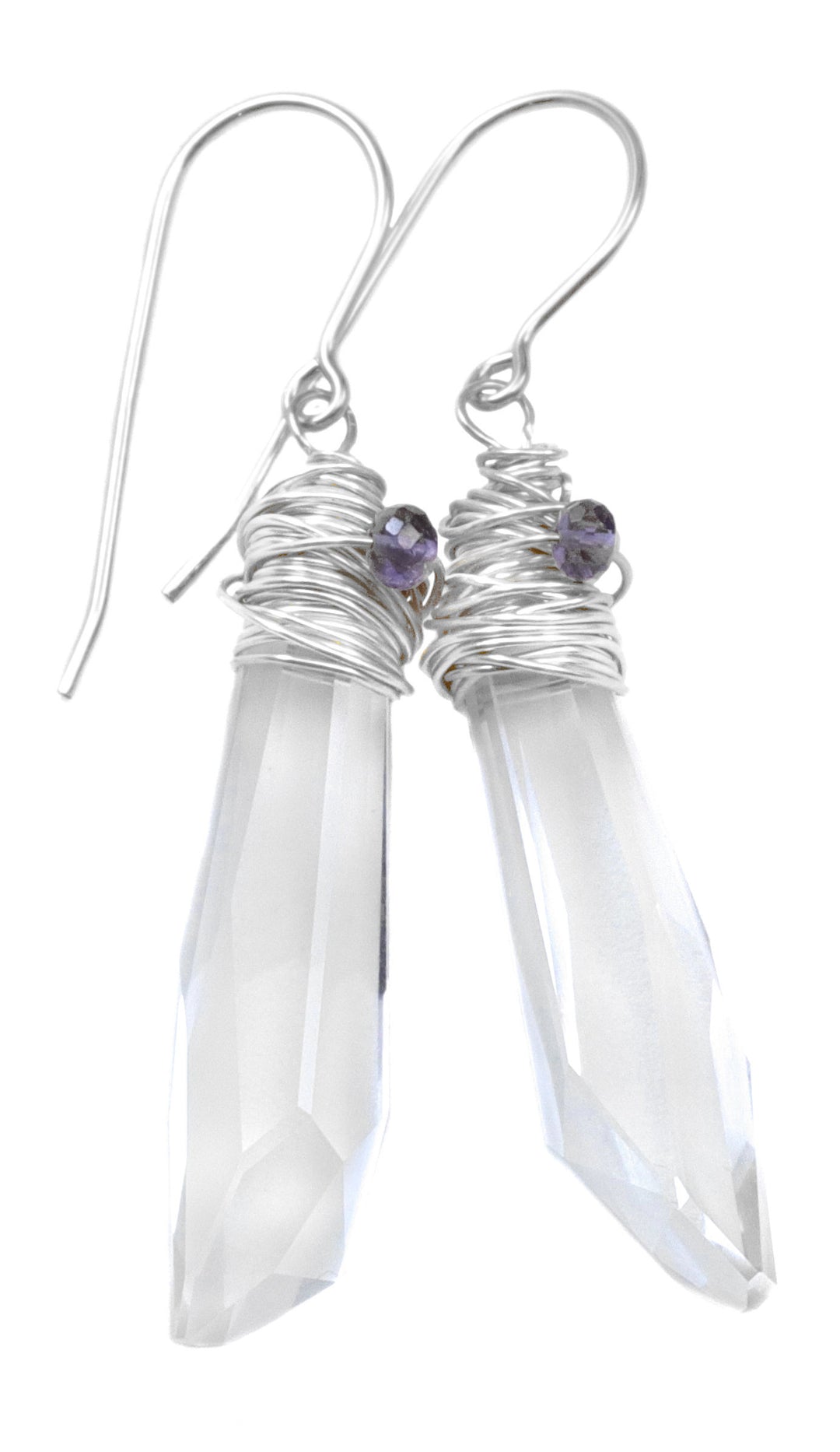 Spyglass Designs Wire Wrapped Earrings created with Clear Crystals from Swarovski ® 14k Solid Gold or Sterling Silver Dangles 2 Inch