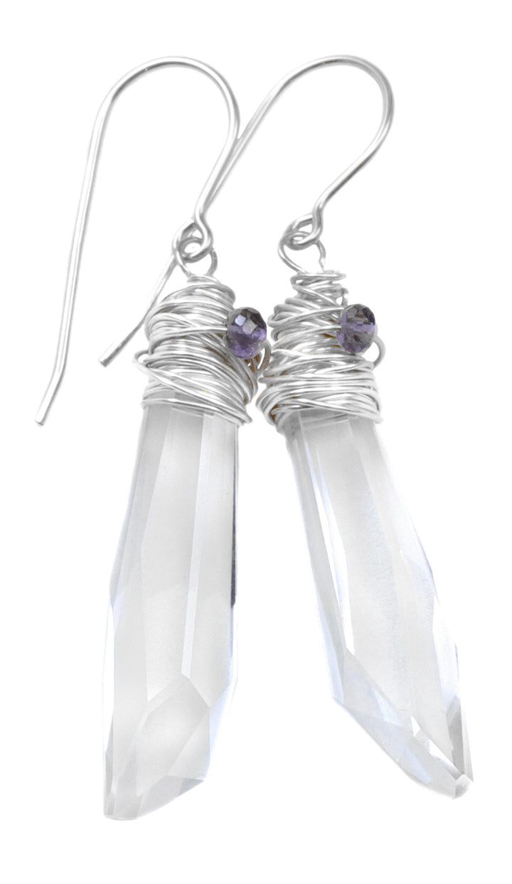 Spyglass Designs Wire Wrapped Earrings created with Clear Crystals from Swarovski ® 14k Solid Gold or Sterling Silver Dangles 2 Inch