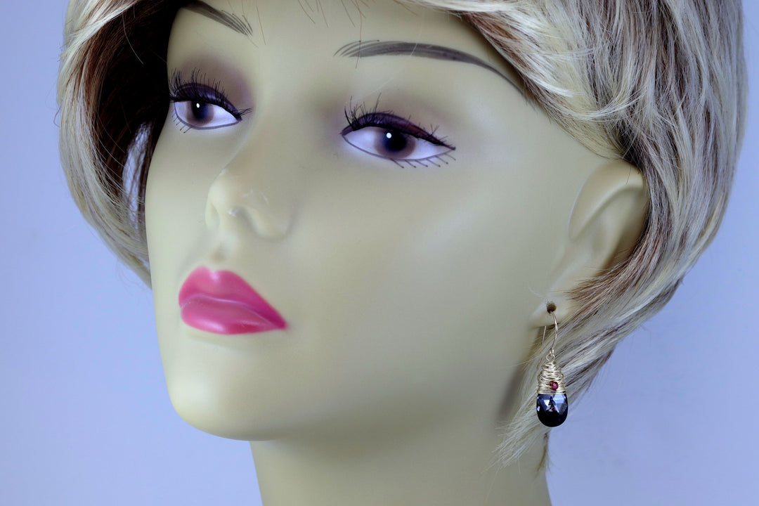 Spyglass Designs Wire Wrapped Earrings created with Silvery Black Crystals from Swarovski ® 14k Solid Gold or Sterling Silver Dangles 