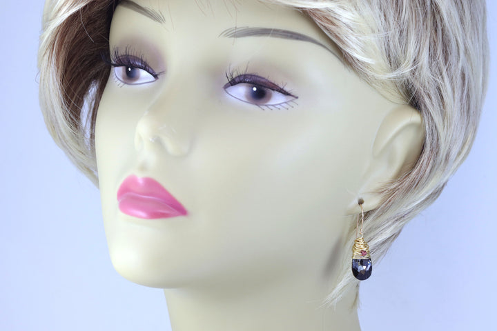 Spyglass Designs Wire Wrapped Earrings created with Silvery Black Crystals from Swarovski ® 14k Solid Gold or Sterling Silver Dangles 