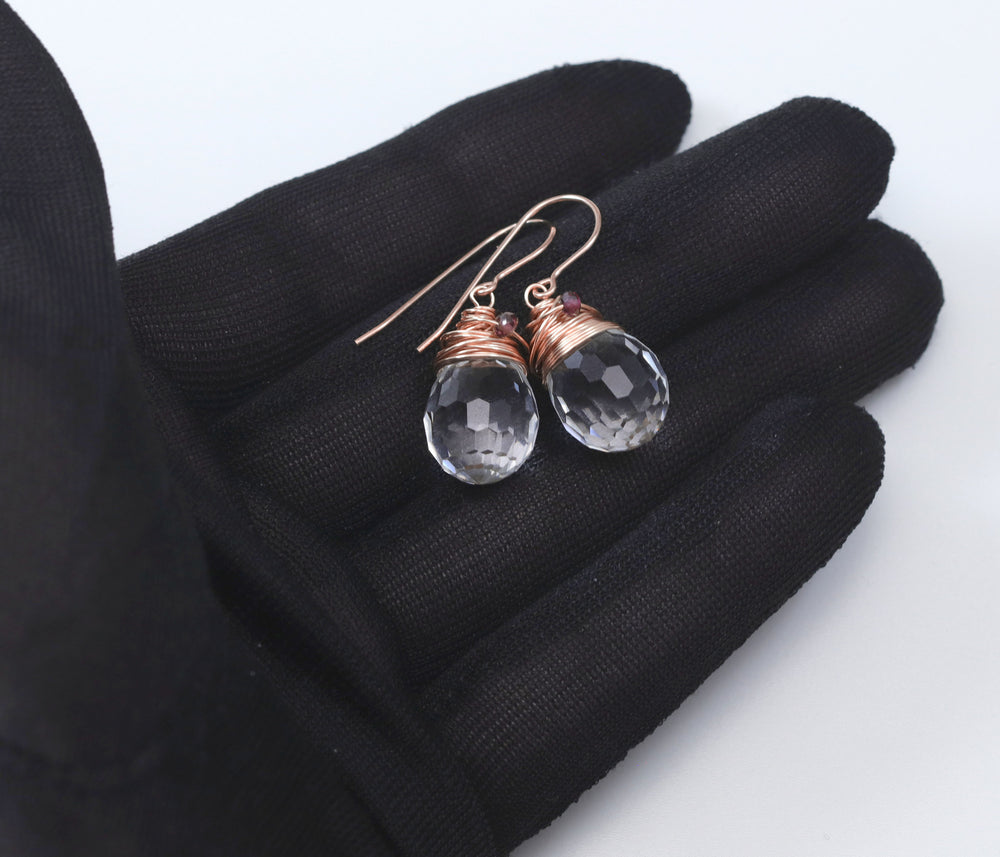 Spyglass Designs Wire Wrapped Earrings created with Disco Ball Clear Crystals from Swarovski ® 14k Solid Gold or Sterling Silver Dangles