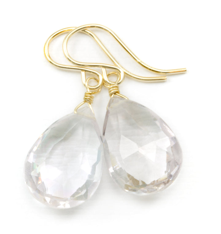 Pink Amethyst Earrings  Faceted Pear Shape Teardrop Dangle Drops 14k Gold Filled or Sterling Silver Super Pale Soft Pink Dainty Simple