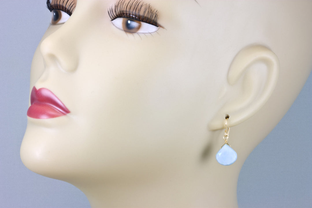 Opal Earrings Light Blue Natural Peruvian Opals Teardrop Faceted Drop Dangle 14k Solid Gold or Filled or Sterling Silver Lightweight Drops