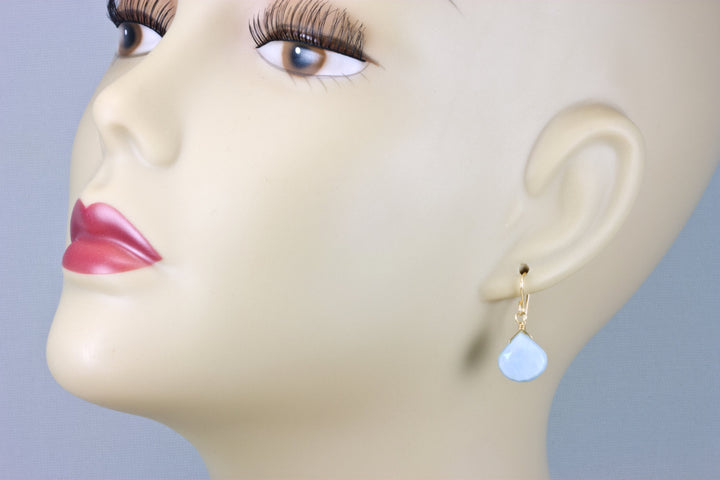 Opal Earrings Light Blue Natural Peruvian Opals Teardrop Faceted Drop Dangle 14k Solid Gold or Filled or Sterling Silver Lightweight Drops