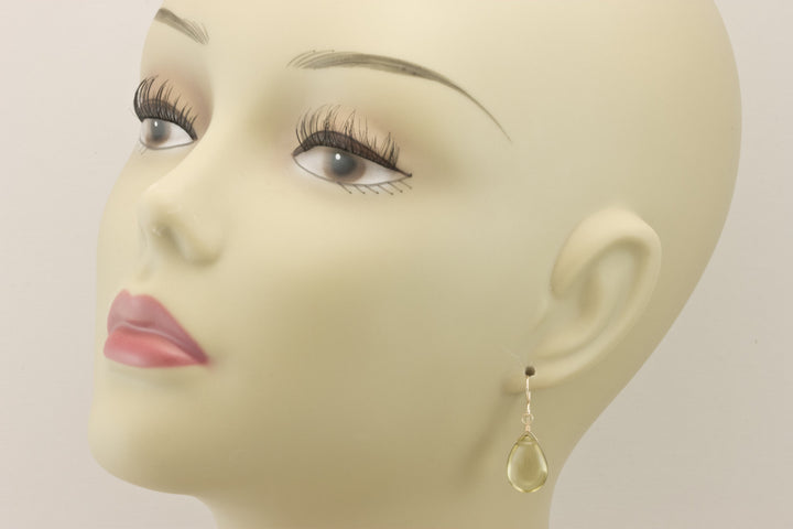 Yellow Lemon Quartz Earrings Smooth Pear AAA Briolette Drops 14k Solid Gold or Yellow or Rose Filled or Sterling Silver Simple Drop Spyglass