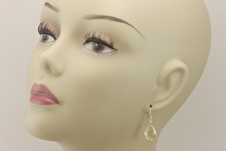 Yellow Lemon Quartz Earrings Smooth Pear AAA Briolette Drops 14k Solid Gold or Yellow or Rose Filled or Sterling Silver Simple Drop Spyglass