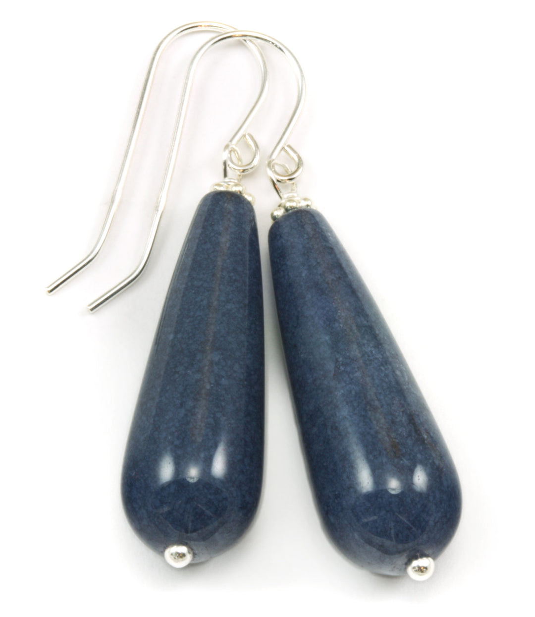 Blue Quartzite Earrings Smooth Large Teardrop Dangle 14k solid gold or filled or Sterling Silver  Long Rounded Drops Spyglass Designs