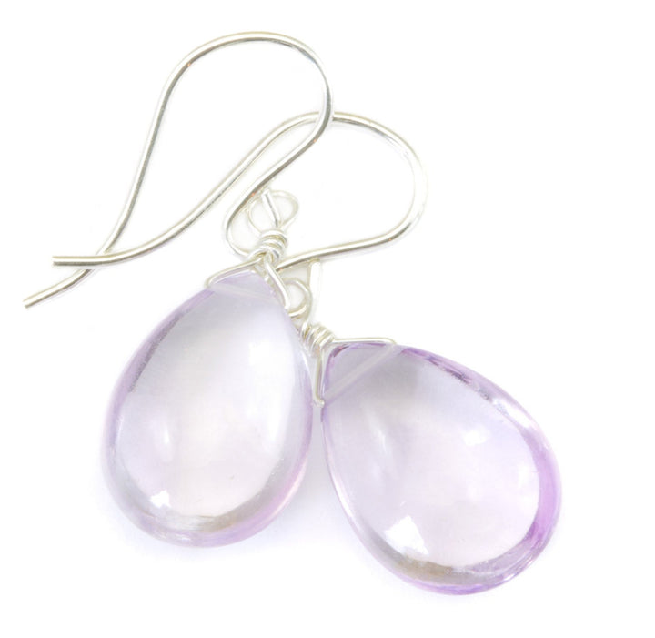 Pink Amethyst Earrings Sterling Silver or 14k Solid Gold or Filled Smooth Teardrop Dangle Pear Shaped Drops AAA Natural Brazilian Drops