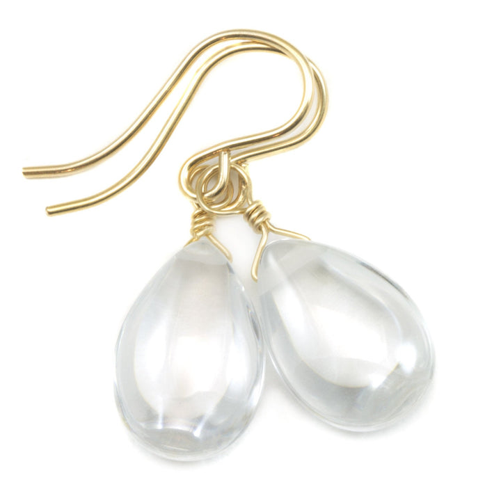 White Clear Cubic Zirconia Earrings Smooth CZ  Sterling Silver or 14k Solid Gold or Filled  Sim Diamond Teardrops Simple Pear Drops Spyglass