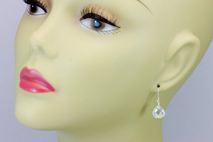 Clear Cubic Zirconia Earrings Heart Cut Sim Diamond AAA CZ  Sterling Silver or 14k Solid Gold or Filled Faceted Simple Dangle Drops Dainty