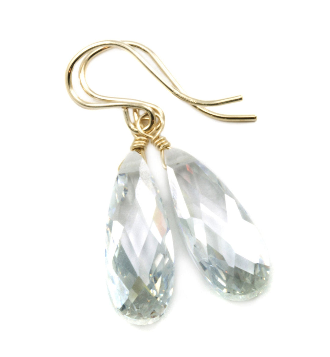 Clear Cubic Zirconia Earrings Teardrop AAA CZ Long Teardrops Sim Diamond Sterling Silver or 14k Solid Gold or Filled Faceted Simple Drops