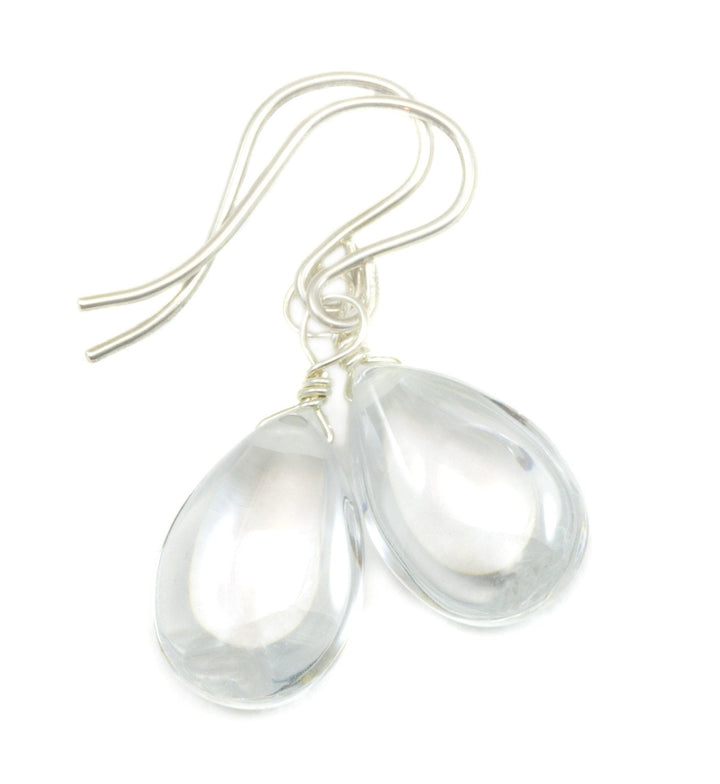 White Clear Cubic Zirconia Earrings Smooth CZ  Sterling Silver or 14k Solid Gold or Filled  Sim Diamond Teardrops Simple Pear Drops Spyglass