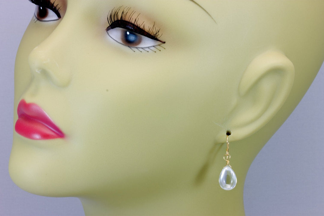 White Clear Cubic Zirconia Earrings Smooth CZ  Sterling Silver or 14k Solid Gold or Filled  Sim Diamond Teardrops Simple Pear Drops Spyglass