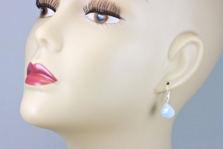 Opal Earrings Light Blue Natural Peruvian Opals Teardrop Faceted Drop Dangle 14k Solid Gold or Filled or Sterling Silver Lightweight Drops