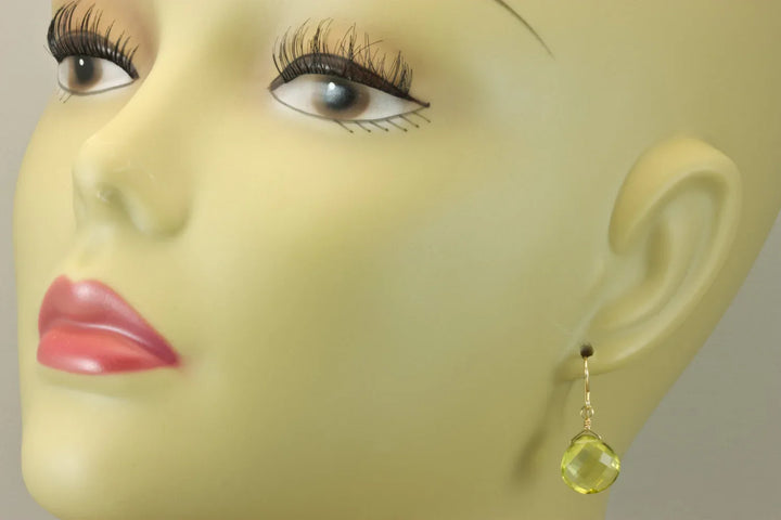 Lemon Yellow Quartz Earrings Sterling Silver or 14k Solid Gold or Yellow or Rose Filled Heart Teardrop AAA Natural Soft Color Classic Drops - Spyglass Designs
