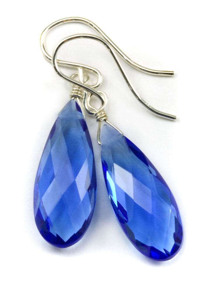 Sapphire Blue Earrings Long Faceted Simulated Teardrops 14k Solid Gold or  Filled or Sterling Silver Pear Simple Classic Rich Blue Drops