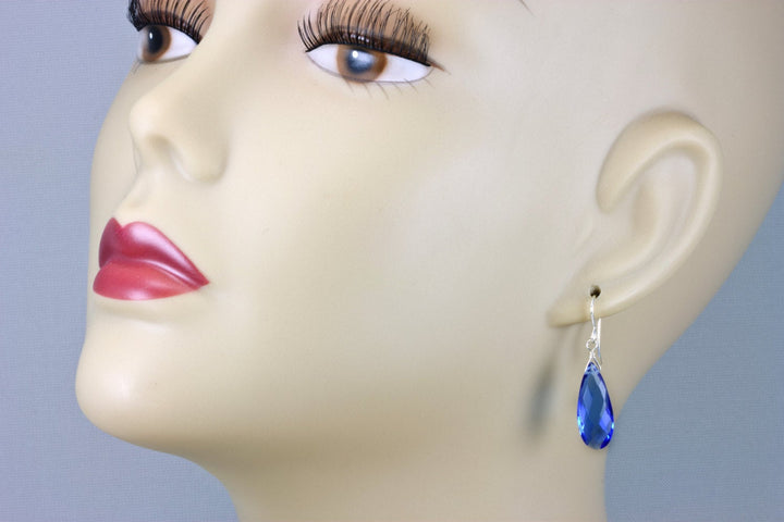 Sapphire Blue Earrings Long Faceted Simulated Teardrops 14k Solid Gold or  Filled or Sterling Silver Pear Simple Classic Rich Blue Drops