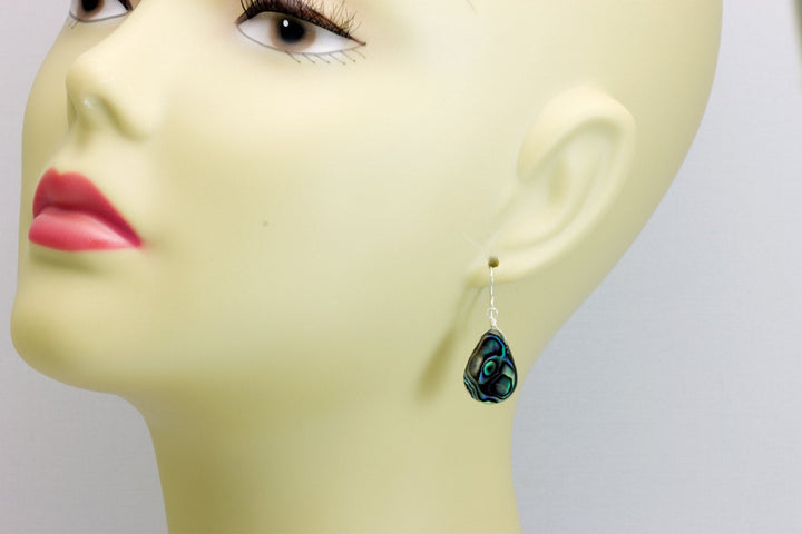 Abalone Paua Shell Teardrop Earrings Natural Peacock Colors 14k Solid Gold or Filled or Sterling Silver Iridescent Colors MOP Drops