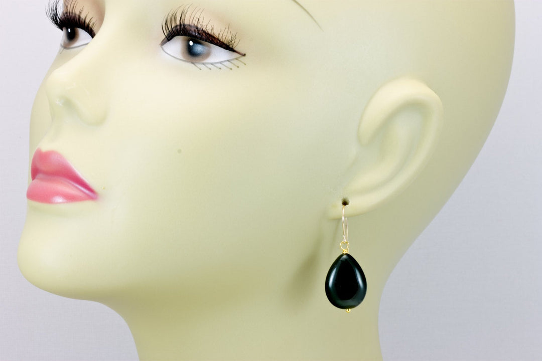 Rainbow Obsidian Earrings Rounded Teardrops Smooth Drop Sterling Silver or 14k solid Gold or Filled Real Natural Simple Puffed Classic Drops