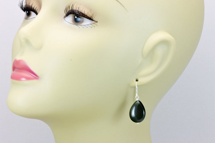 Rainbow Obsidian Earrings Rounded Teardrops Smooth Drop Sterling Silver or 14k solid Gold or Filled Real Natural Simple Puffed Classic Drops