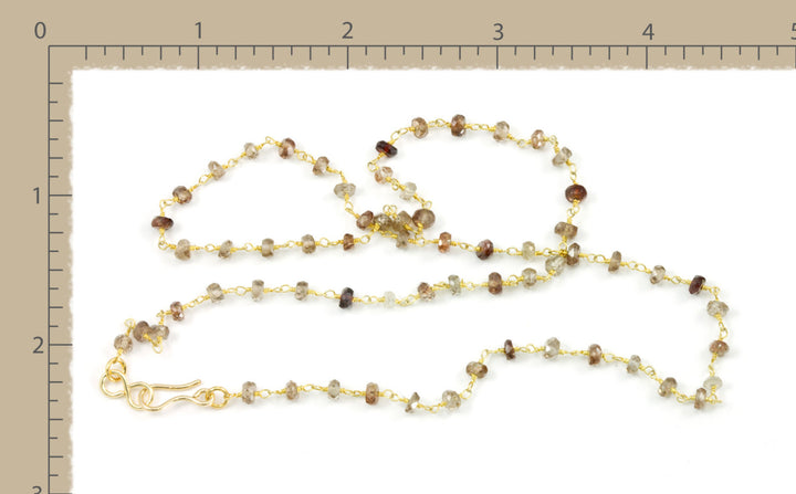 Zircon Necklace Spaced Link Beaded 14k Gold Filled 18 19 Inches Natural Multiple Colors Simple Single Beaded Chain daily wear