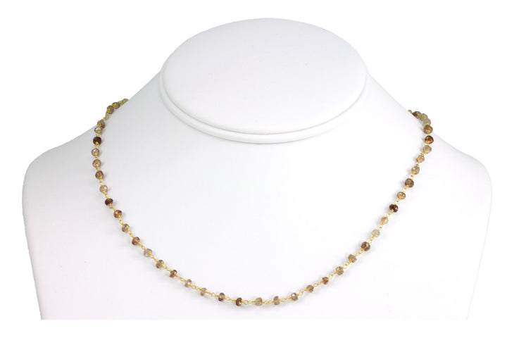 Zircon Necklace Spaced Link Beaded 14k Gold Filled 18 19 Inches Natural Multiple Colors Simple Single Beaded Chain daily wear