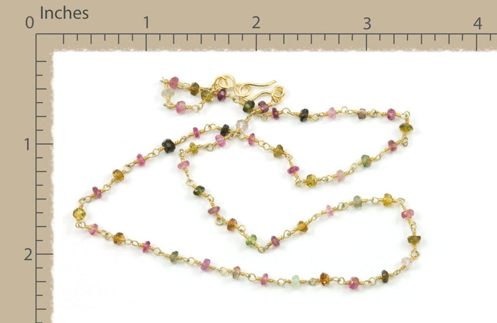 Watermelon Tourmaline Necklace Beaded Chain Link 14k Gold Filled or Sterling Silver 18 19 Inches Pink Small Dainty Unique Spyglass Designs