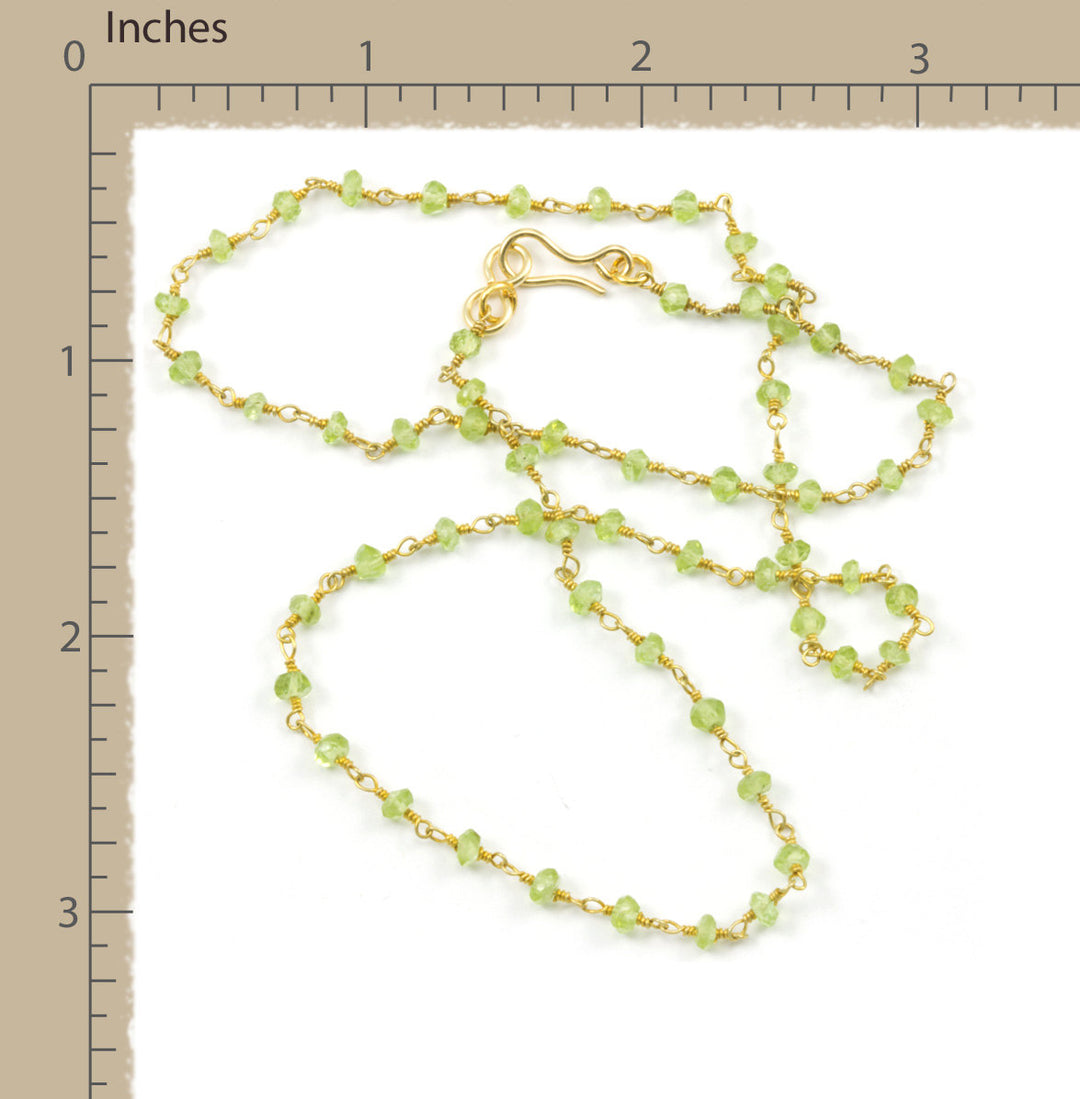 Green Peridot Necklace Natural Faceted Spaced  Beaded 14k Gold Fill or Sterling Silver 18 19 Inch Soft Green Dainty Daily Lightweight Beaded